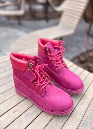 Ботинки timberland с мехом в розовом цвете /осень/зима/весна😍8 фото