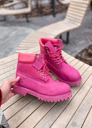 Ботинки timberland с мехом в розовом цвете /осень/зима/весна😍9 фото