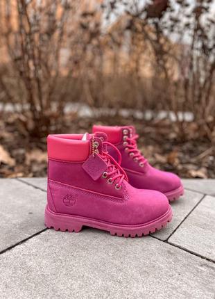 Ботинки timberland с мехом в розовом цвете /осень/зима/весна😍10 фото