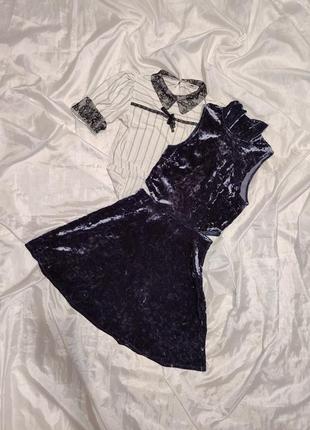 Платье вельветовое с вырезами на талии3 фото