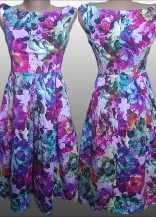 Пышное яркое хлопковое платье-миди с невероятным цветочным принтом/платье барби2 фото