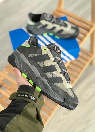 Мужские кроссовки adidas niteball grey green1 фото