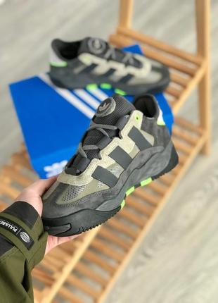 Мужские кроссовки adidas niteball grey green2 фото
