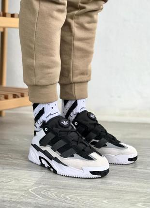 Мужские кроссовки adidas niteball white black grey2 фото