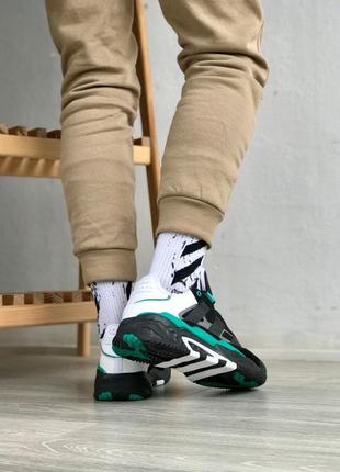 Мужские кроссовки adidas niteball black white green3 фото