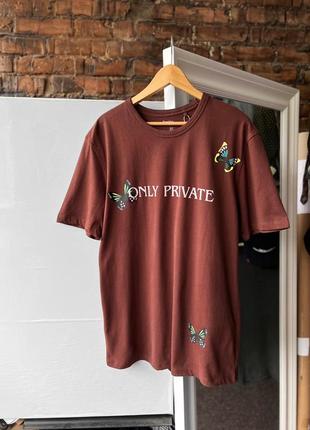 Bershka men’s brown members only private t-shirt футболка