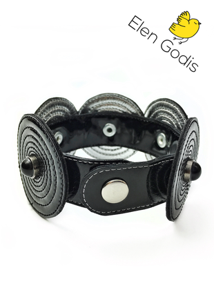 2в1/браслет+пояс/эластичный узкий ремень/черный кожаный лаковый/от дизайнера elen godis8 фото