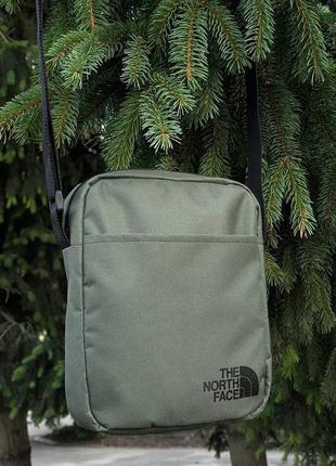 Барсетка the north face хаки сумка на плечо / мессенджер