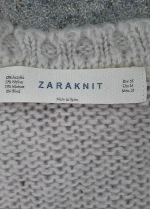 Светр сіро-бежевий zara розмір m з мохером і вовною3 фото