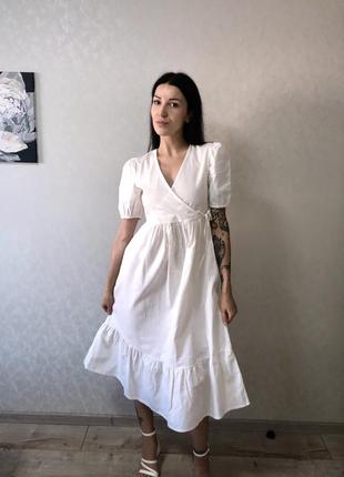 Белоснежное коттоновое платье prettylittlething🤍1 фото