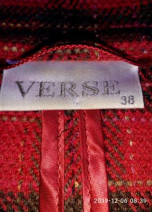 Вінтажний брендовий укорочений жакет тартан сорочка в клітку verse з накладними кишенями8 фото
