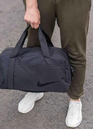 Спортивна сумка nike just do it тканинна чорна для тренажерного залу та фітнесу якісна на 27 літрів4 фото