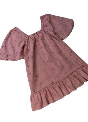 Платье zara розовое, прошва, рукава буфы фонарики, беби дол, барби