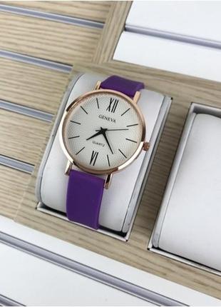 Годинник жіночій, часи жіночі geneva silicone violet-gold-white1 фото