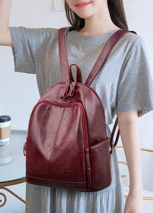 Женский рюкзак городской, небольшой женский рюкзачок бордовый1 фото