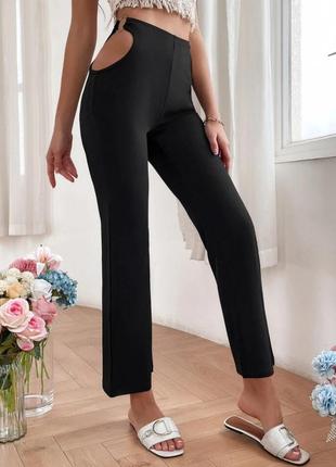 Шикарні трендові штани з вирізами на стегнах1 фото