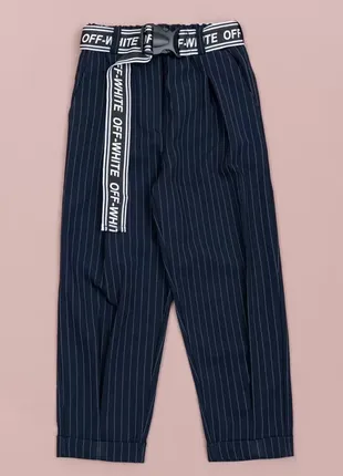Брюки для девочек 6391 синие в полоску