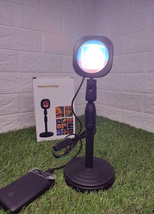 Проекционный светильник sunset lamp ✅работает от розетки от power bank⚡ имеет регулировку по высоте ✨ идеа3 фото