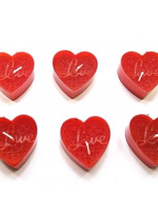 Свічки "сердечки love 6 шт червоні 32157