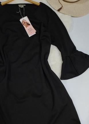 Плаття чорне з рукавами воланами2 фото