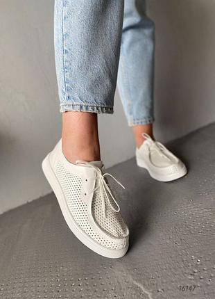 Женские мокасины с перфорацией трендовые летние демисезонные перфорации кед кроссовки балетки