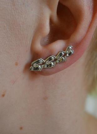 Серьги в доль ушка из серебра