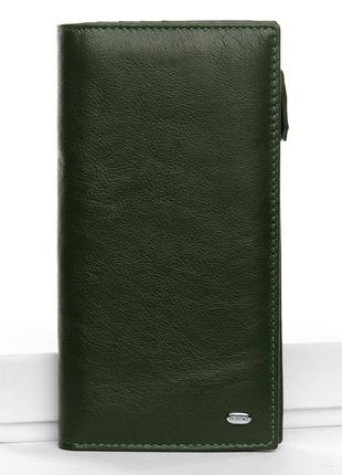 Жіночий шкіряний великий гаманець classic dr. bond wmb-3m dark-green