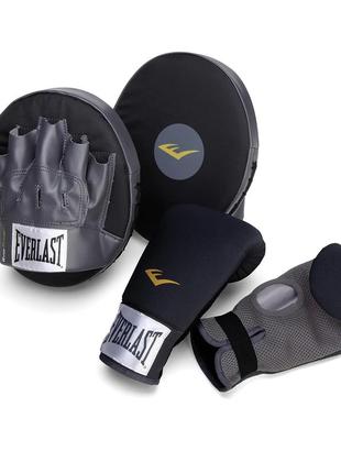 Комплект для бокса лапы+перчатки everlast boxing fit kit черный (891250-70-8)1 фото