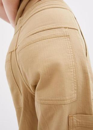 Бежевые карго брюки с карманами zars3 фото