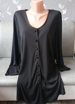 Женский чёрный кардиган блуза на пуговицах большой размер батал 50 /52 блузка кофта