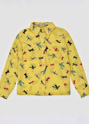 Блуза желтая стрекоза легкая летняя 300100888 шифрновая яркая рубашка блузка
