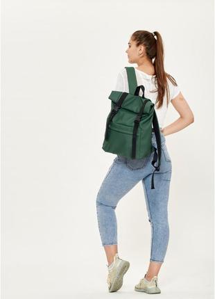 Женский городской рюкзак роллтоп sambag rolltop milton из экокожи зеленый2 фото