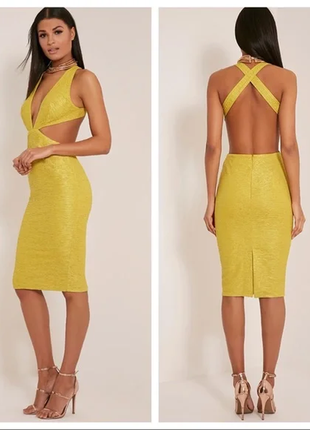 Медное платье с вырезами и открытой спинкой