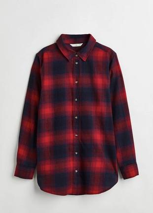 Оверсайз рубашка h&m красная и.s