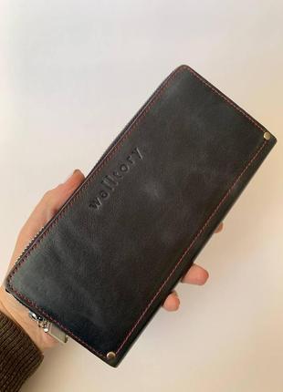 Кошелек long wallet (синяя гладкая кожа)