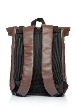 Женский городской рюкзак роллтоп sambag rolltop milton из экокожи, шоколадный, коричневый3 фото