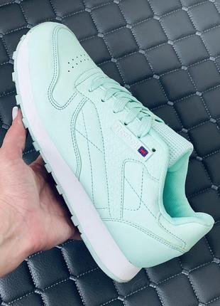 Кроссовки женские reebok classic leather кросовки рибок класик мятные8 фото