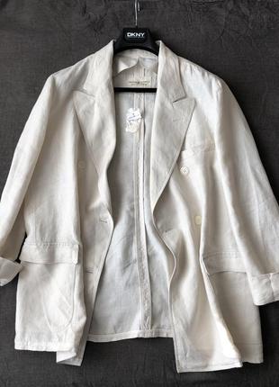 Льняной двубортный оверсайз жакет. l-xl.