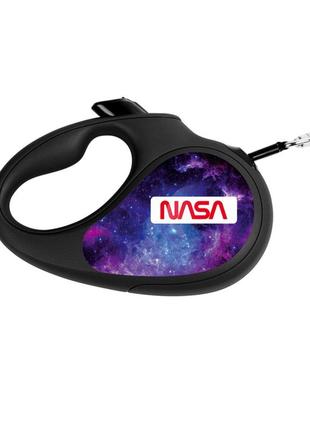 Повідець-рулетка для собак waudog r-leash "nasa21" m до 25 кг 5 м світловідбивна стрічка чорний