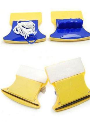 Магнитная щетка для мытья окон с двух сторон glass wiper window wizard, щетка для...