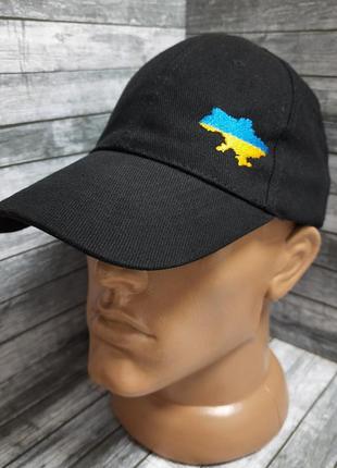Чорна кепка з вишитою картою україни, недорого. бюджетна модель хорошої якості7 фото