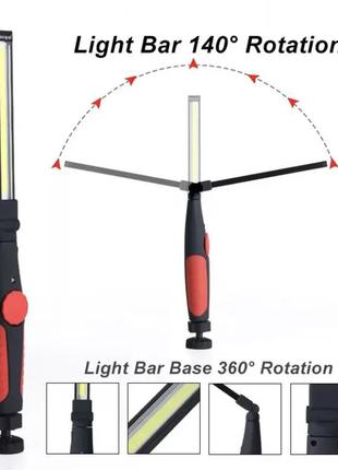 Ліхтарик лампа для дому та авто bl-w55 cob 10w акумуляторний 3000 ma з магнітом та регулюванням яскравості3 фото