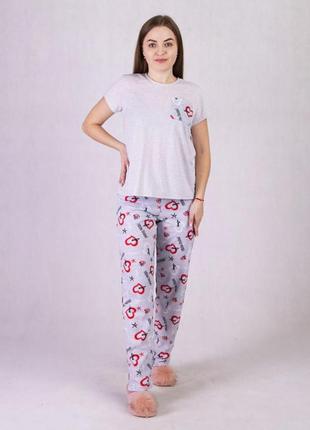 Жiноча пiжама футболка/штани бавовна