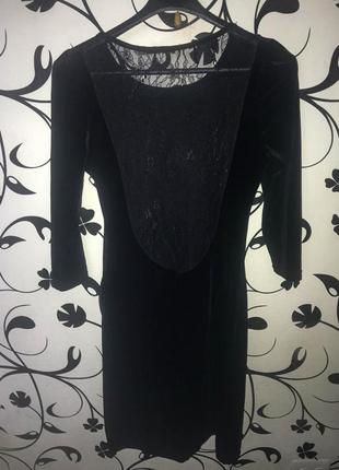 Велюровое черное платье миди/велюровое платье размер м4 фото