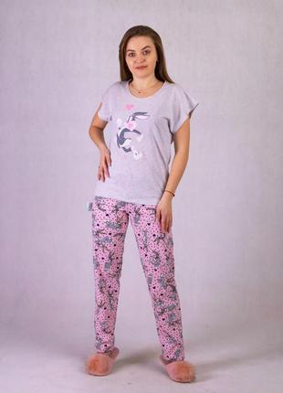 Жіноча піжама футболка/штани кролик роджер1 фото