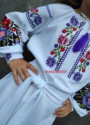 Белое платье для девочек подростковое вышиванка для школы школьная форма