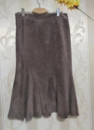 Натуральная длинная мягкая замшевая юбка на подкладке, h&m2 фото