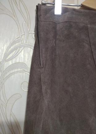 Натуральная длинная мягкая замшевая юбка на подкладке, h&m3 фото