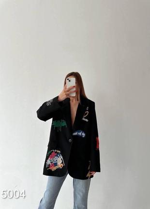 Женский черный пиджак люкс, туреченица5 фото