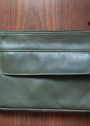 Шкіряна сумочка оливкового кольору hotter, оригінал hotter1 фото